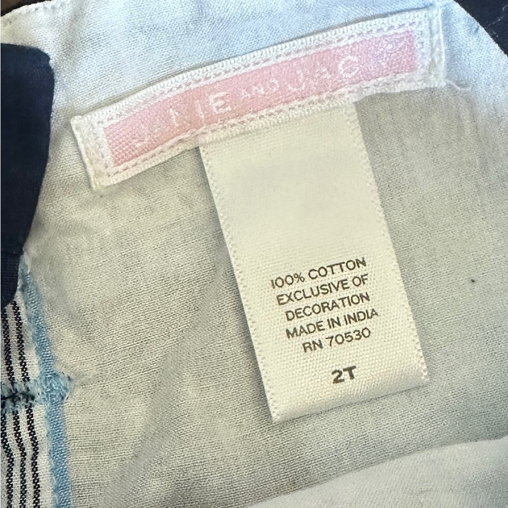 EUC Janie & Jack 2007 Blue Patchwork Dress & Matching‎ Hat Set, Size 2T - Picture 4 of 6